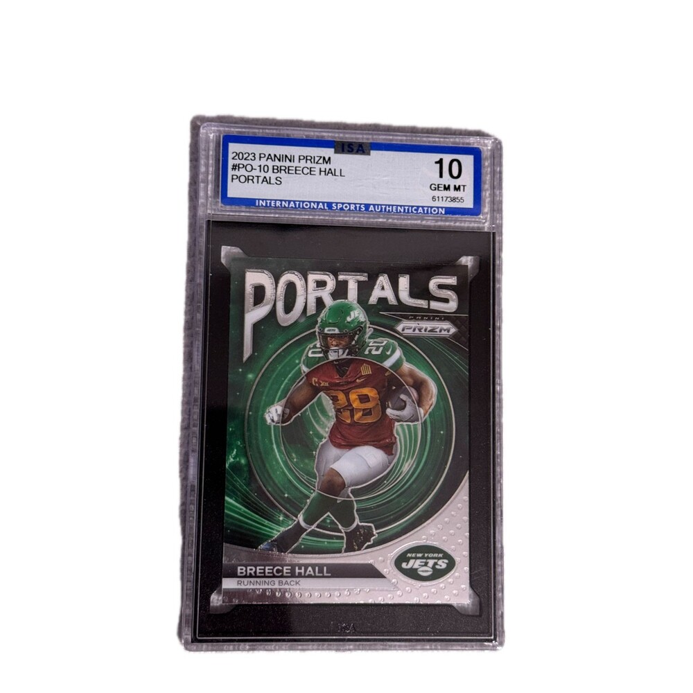 2023 BREECE HALL - GRADED GEM MINT #PO-10 Panini Portals Prizm - Jets Iowa State